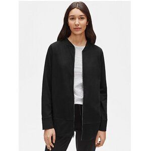 Eileen Fisher - Flight Jacket in Organic Cotton Stretch, color Black size Medium